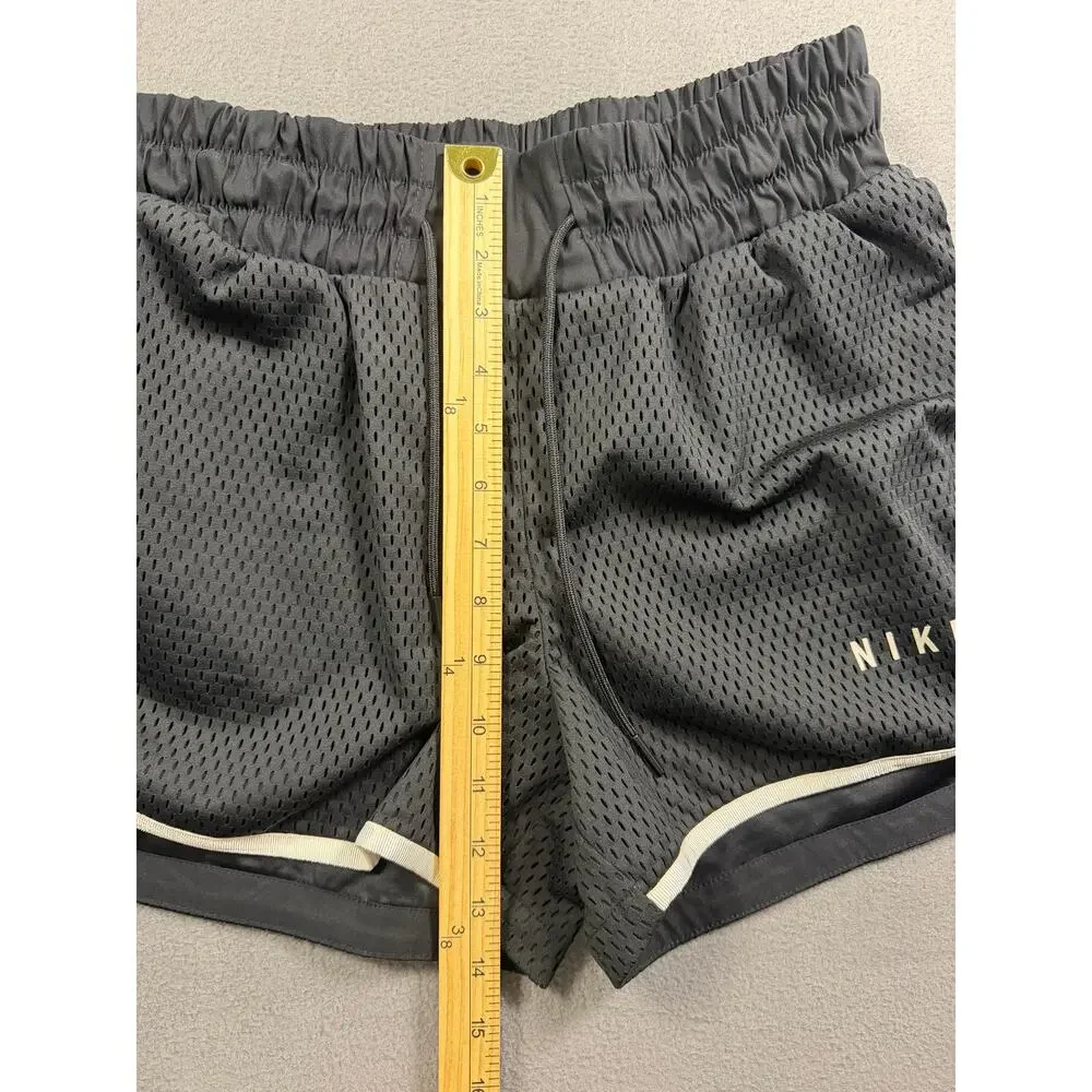 Nike Shorts Womens Small Gray Black Double Layer Mesh Dri Fit Running Athletic